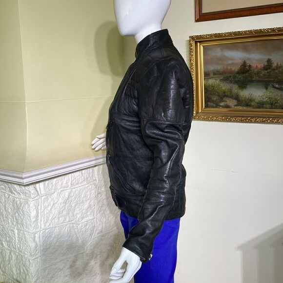 Vintage Hein Gericke AMF Harley Davidson Motorcycle Racing Black Leather Jacket - Picture 9 of 16